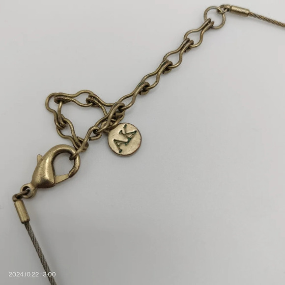 AK Anne Klein Gold-Tone Wire Chain Multi-Stone Necklace pendant adjustable - Picture 3 of 6